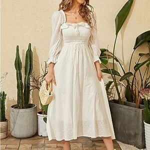 R. Yiposha Smocked Cottagecore Prairie Maxi Dress – Size Large